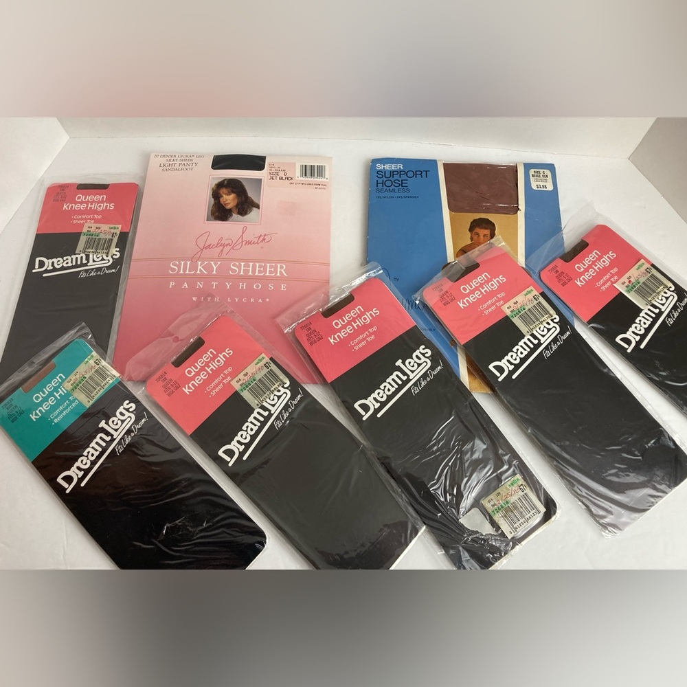 Vintage Hosiery Lot Dream Legs Knee Highs Jaclyn Smith Pantyhose Queen NOS